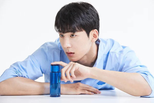 Korean Asian Young Man Skincare Product — Stock Photo, Image