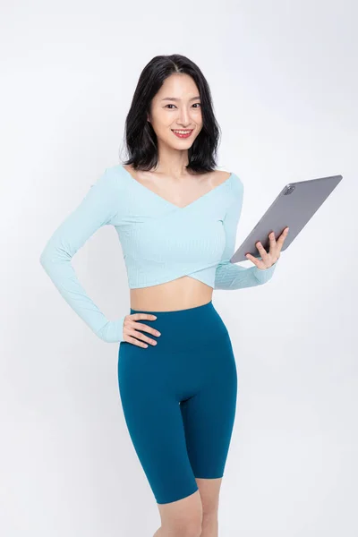 Egészséges Szépség Koncepció Fotó Koreai Ázsiai Gyönyörű Tabletta — Stock Fotó