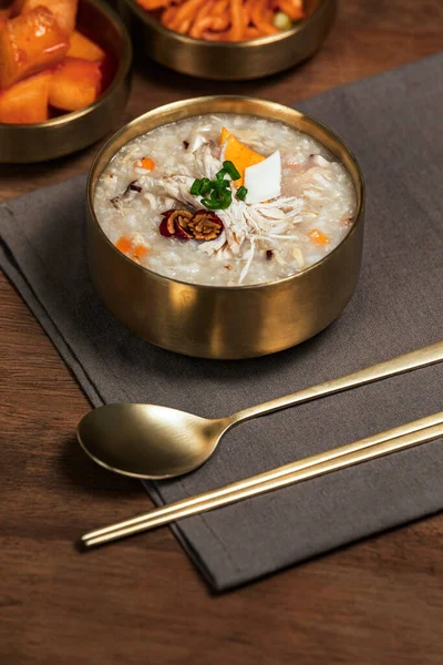 Coreano Tradizionale Cibo Dakjuk Pollo Riso Porridge — Foto Stock