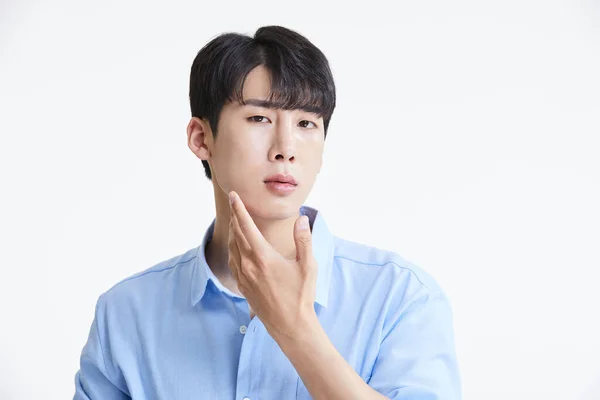 Korean Asian Young Man Skin Concerns — Stock Photo, Image