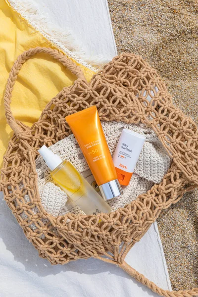 Beach Sunscreen Bag Close View — Stock Photo, Image