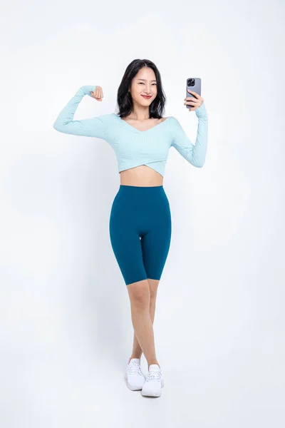 Saudável Beleza Conceito Foto Coreano Asiático Bela Mulher Tomando Selfie — Fotografia de Stock