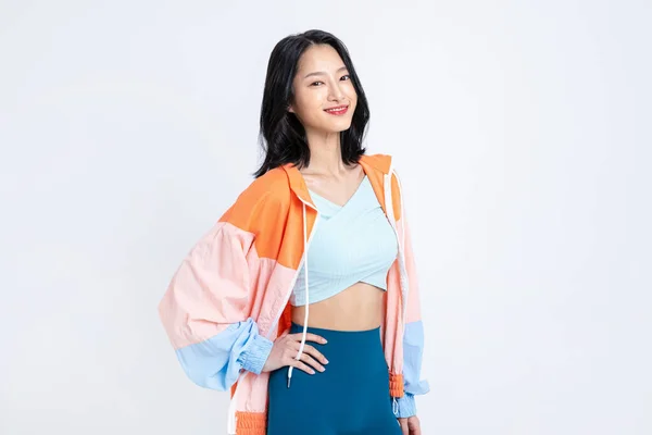 韩国亚洲美女穿着夹克的健康美感照片 — 图库照片