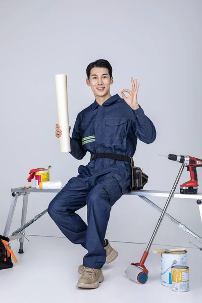 Milenyum Jenerasyonu Koreli Asyalı Genç Adam Kadrolu Kadro — Stok fotoğraf