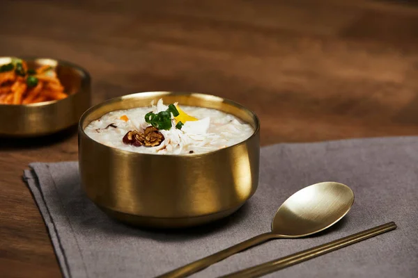 stock image korean traditional food dakjuk, chicken rice porridge