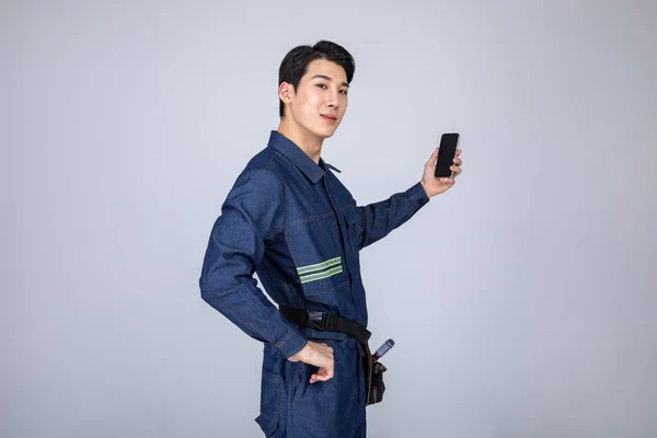 Millennials Gen Coreano Asiático Joven Sitio Personal Tomando Selfie Con — Foto de Stock