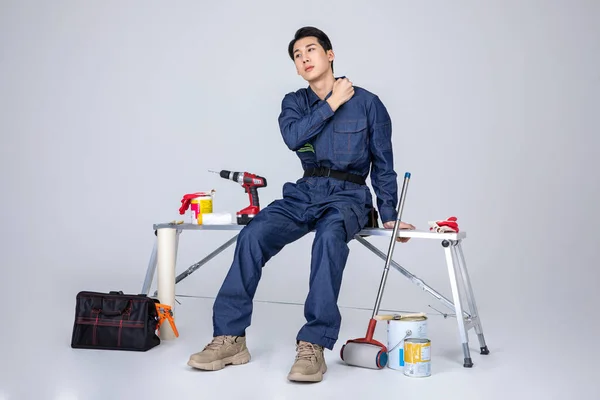 Millennials Gen Coreano Asiatico Giovane Uomo Sito Personale Alle Prese — Foto Stock