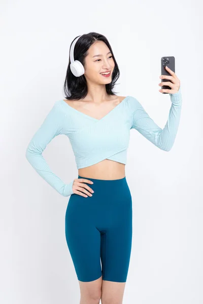 Gezonde Schoonheid Concept Foto Van Koreaanse Aziatische Mooie Vrouw Dragen — Stockfoto