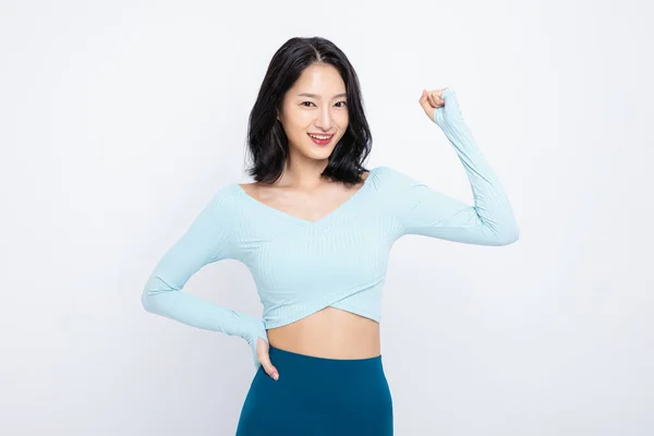 Saludable Belleza Concepto Foto Coreano Asiático Hermosa Mujer Con Movimiento — Foto de Stock