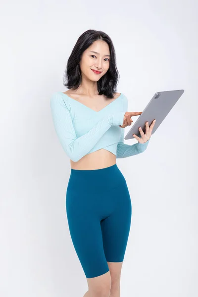 Egészséges Szépség Koncepció Fotó Koreai Ázsiai Gyönyörű Tabletta — Stock Fotó