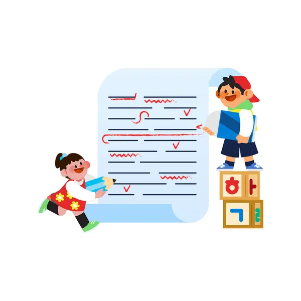 Utbildning För Barn Koreanska Kurs Vektor Illustration — Stock vektor