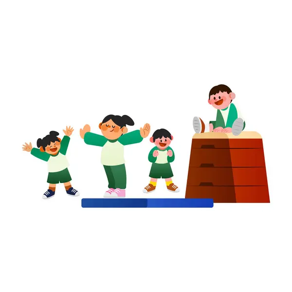 Education Children Physical Education Course Vector Illustration — Stock Vector