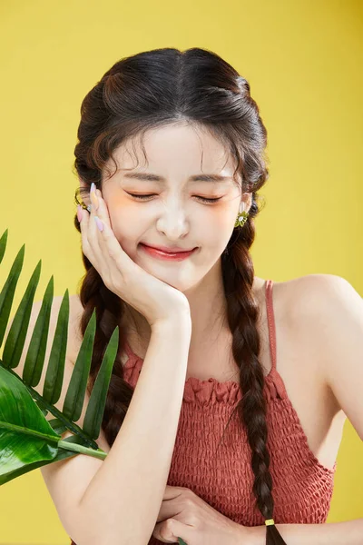 Schoonheid Concept Foto Van Koreaans Asain Mooi Vrouw Met Een — Stockfoto