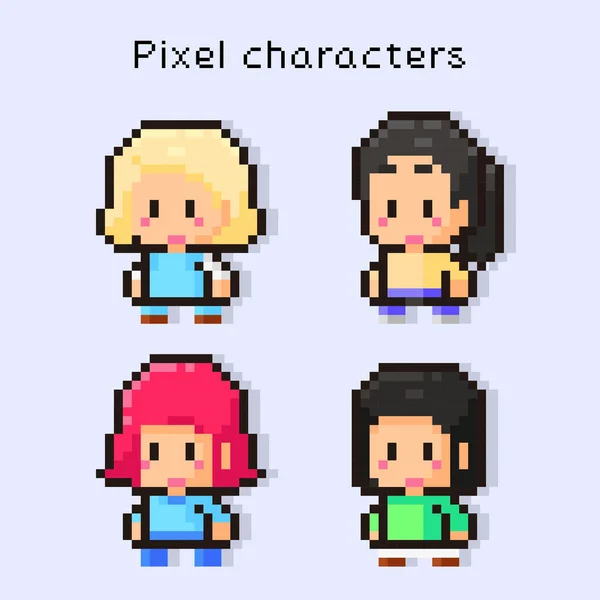 stock vector vector illustration of pixel woman character
