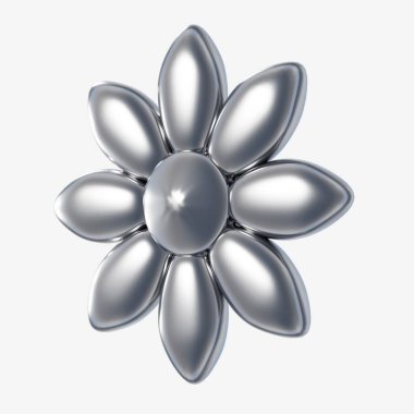 Silver material, flower 3D object graphic image clipart