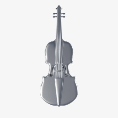 Silver material, violin 3D object graphic image clipart