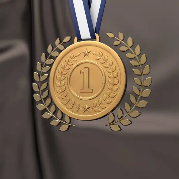 Medal Gold Laurel Leaf Graphic Image — Stock Photo, Image