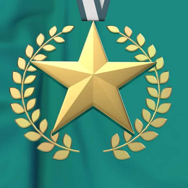 Star medal Bay leaf 3D graphic image