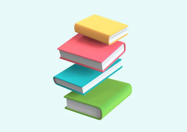 Books stacked in the air 3D graphics object image