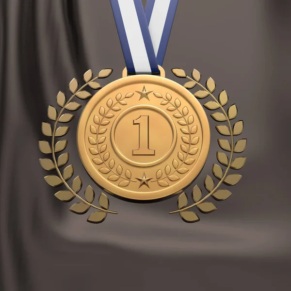 Medal, Gold Laurel Leaf 3D Graphic Image