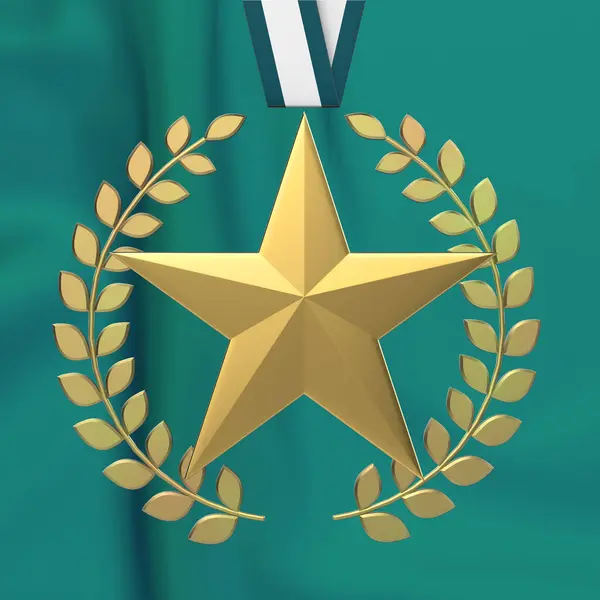 Star medal Bay leaf 3D graphic image