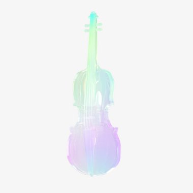 transparent crystal violin frame 3d object  clipart