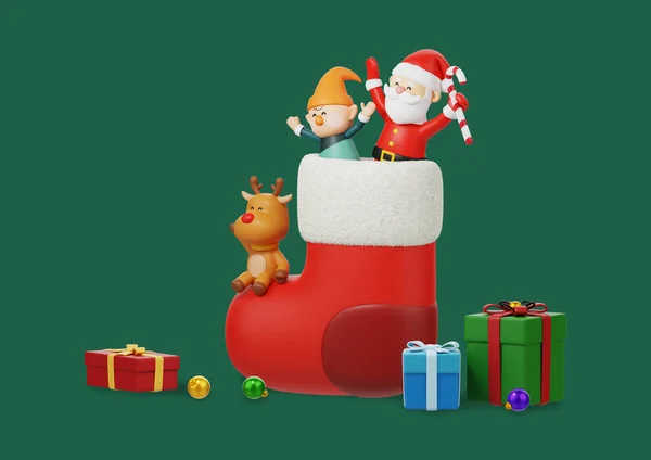 Surprise Santa Graphic Image Character Object Hailing Claus Santa Shoes — Stock Photo, Image