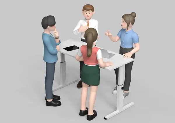 Business Characters People Standing Discussing Graphic — Stock Photo, Image