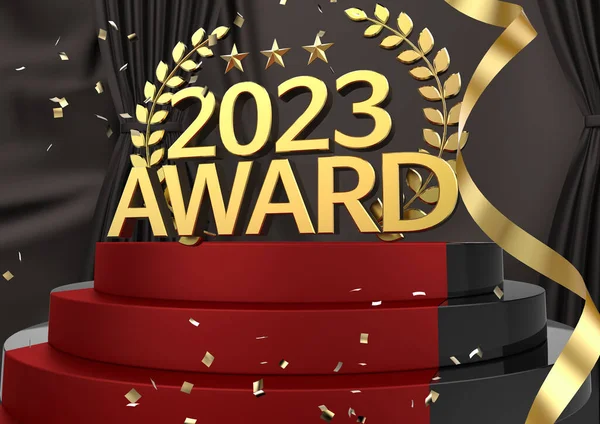 2023 Awards, End of year awards ceremony laurel object decoration 3D graphic image