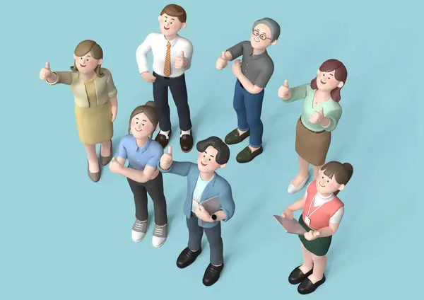 Business Characters People Standing Looking Sky Graphic — Stock Photo, Image