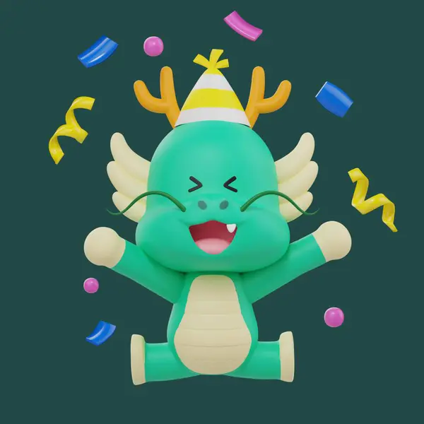 Dragon Happy Wear Cone Hat Graphic — стоковое фото