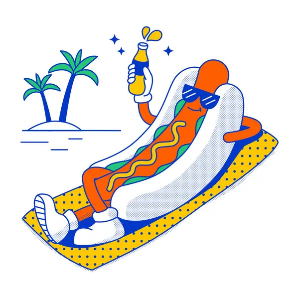 Cute Food Mascot Vector Illustration Hot Dog — Stock Vector