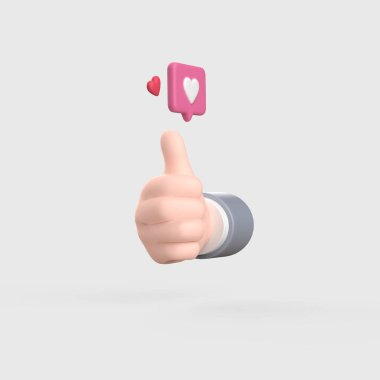 Hearts and thumbs 3d objects clipart