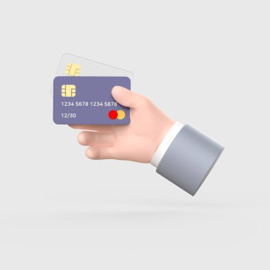 3D object holding a credit card clipart