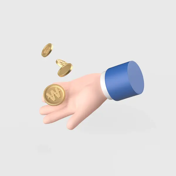 Hand to toss coins from the palm of your hand 3d object