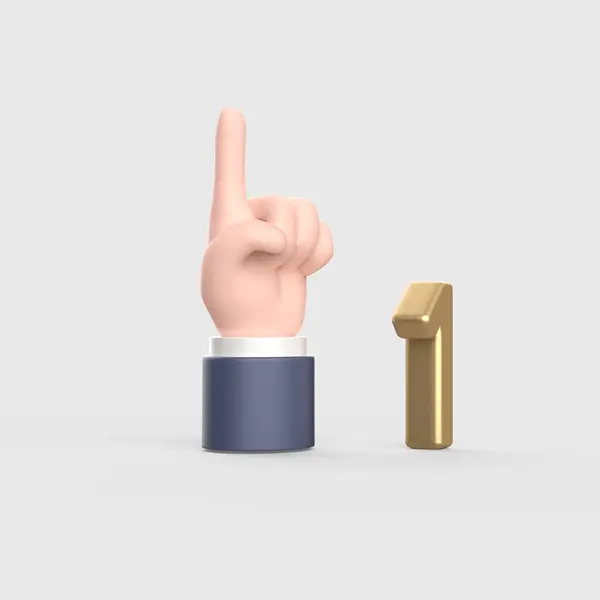 Hand Object Represents Number One Finger — Stock Photo, Image