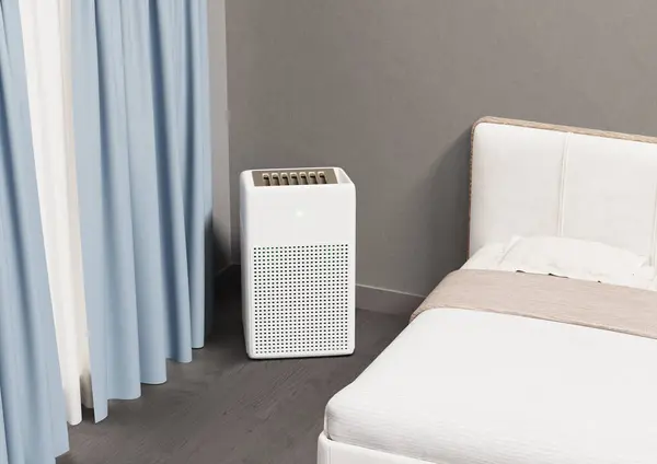 An air purifier in the bedroom 3d rendering