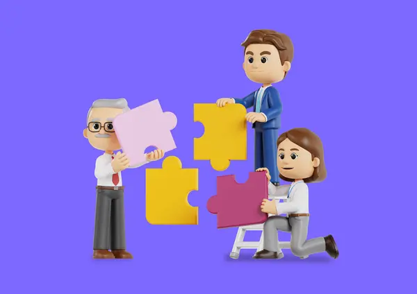 Business People Holding Puzzle Putting Pieces Together — Stock Photo, Image