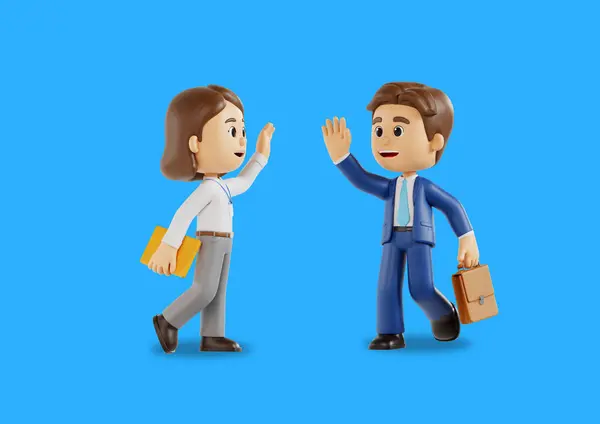 High Five Men Female Office Workers Graphics — Stock Photo, Image