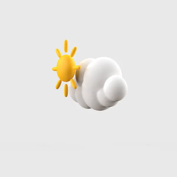 Cloud and Sun Weather 3d rendering illustrtation