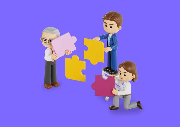 Business People Holding Puzzle Putting Pieces Together — Stock Photo, Image