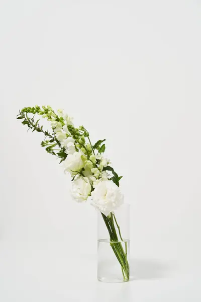 Bundle White Flowers Water Bottle White Background — Stock Photo, Image