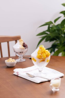 Summer cool mango bingsu and red bean bingsu clipart