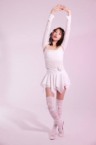 Young Asian Woman Posing White Outfit Royalty Free Stock Images