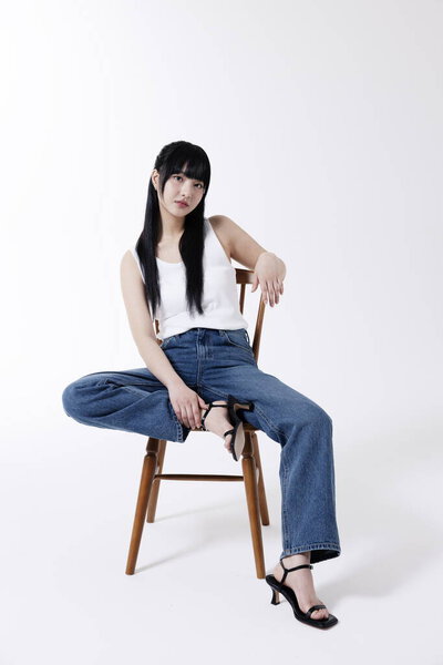 Fashion Portrait Beautiful Young Korean Woman Stock Image