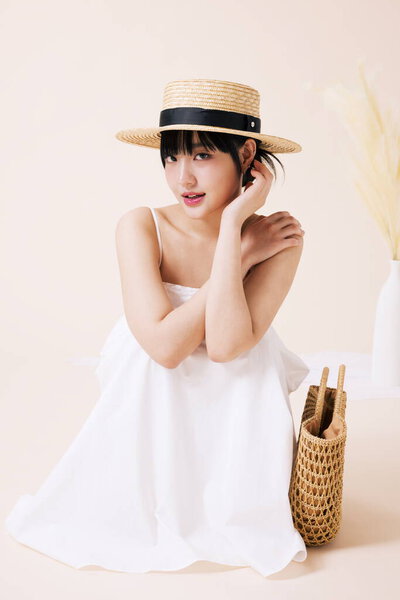 Fashion Portrait Beautiful Young Korean Woman Stock Image