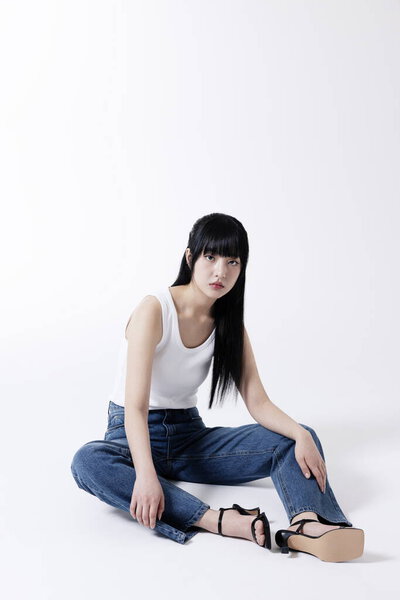 Fashion Portrait Beautiful Young Korean Woman Royalty Free Stock Images
