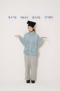 A student wearing a graduation cap and thinking clipart