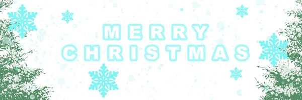Ilustração Com Mensagem Feliz Natal Desenhos Flocos Neve Árvores — Fotografia de Stock