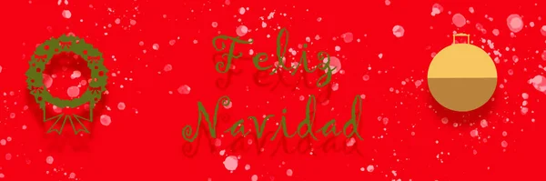 Spanish Text Merry Christmas Ball Mistletoe Shadows — Stock Photo, Image